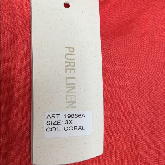 Bellambra Sleeveless Linen Plus Size Dress Coral 3X - Picture 4 of 9